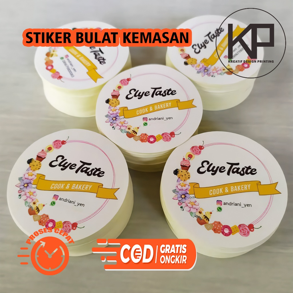 Jual Cetak Stiker Bulat Kemasan Kue Snack Syukuran Tasyakuran