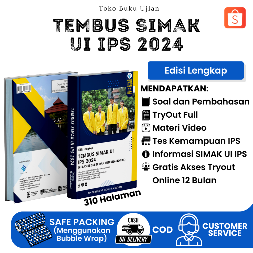 Jual Terbaru Buku TEMBUS SIMAK UI IPS 2024 Edisi Lengkap Sesuai