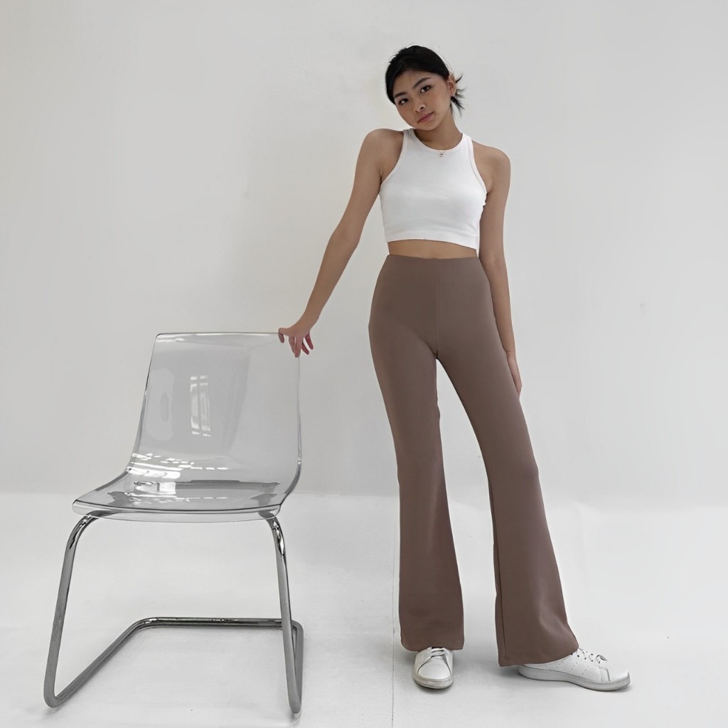 Jual Flare Pants Celana Kulot Highwaist Panjang Cutbray Wanita