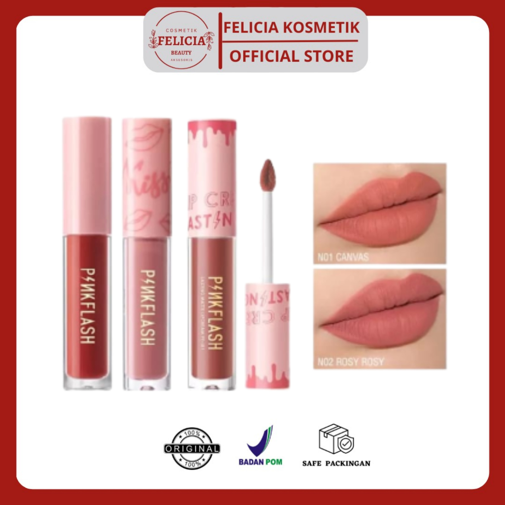 Jual Pinkflash L01 Lip Cream Lipcream Matte Lipstik Lembut Tahan