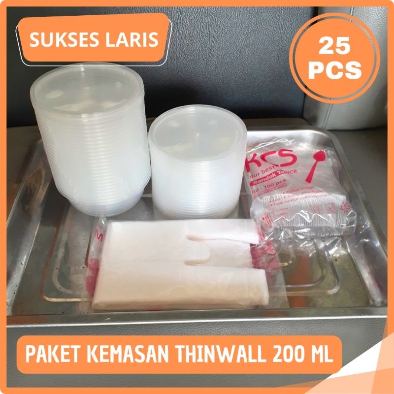 Jual PAKET KEMASAN THINWALL 200 ML UNTUK 25 PORSI PAKET KEMASAN JELLY