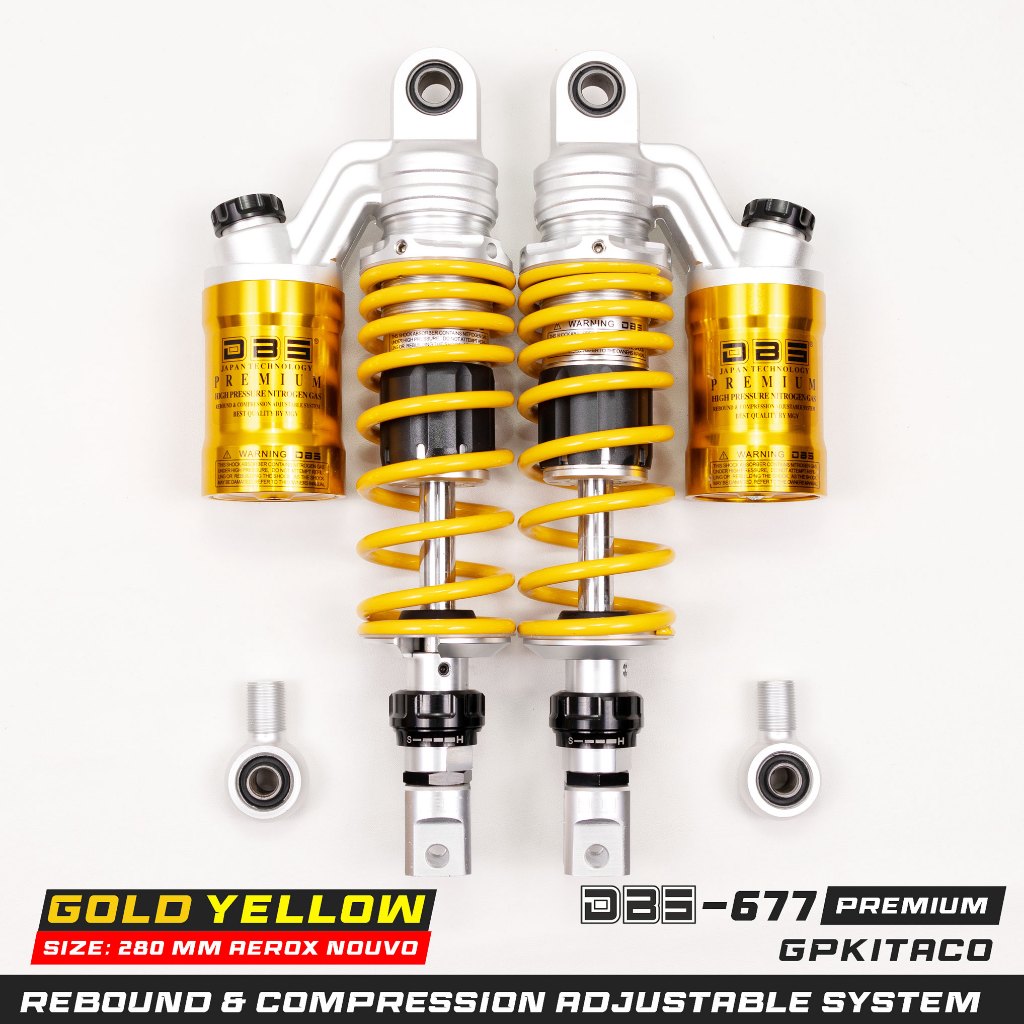 Jual Shock Tabung DBS 677 GP KITACO 280mm YAMAHA AEROX 155 NOUVO Z NMAX