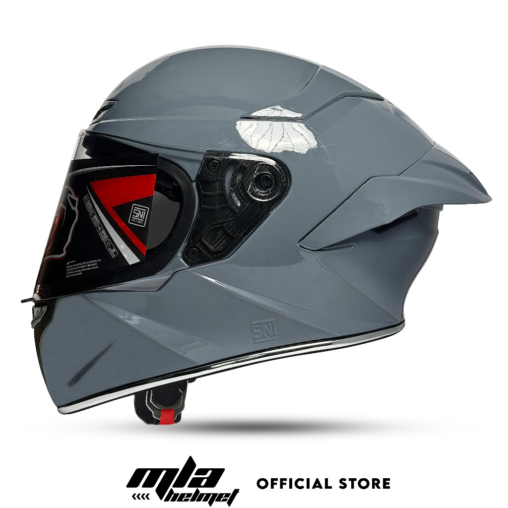 Jual Helm Full Face Mla Ttc Grey Glosy Kaca Bening Lis Chrome Helm