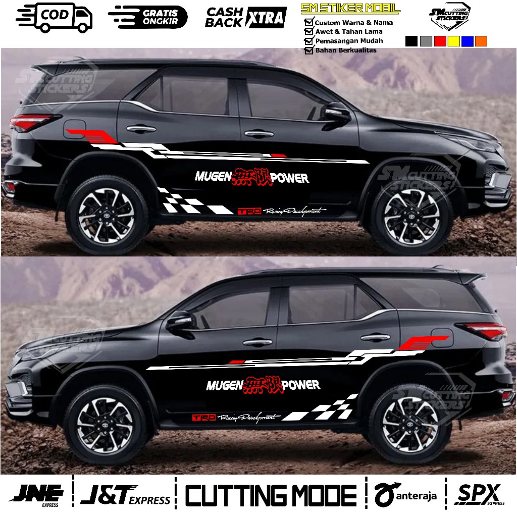 Jual Stiker Mobil Fortuner Mugen Power List Cutting Stiker Mobil