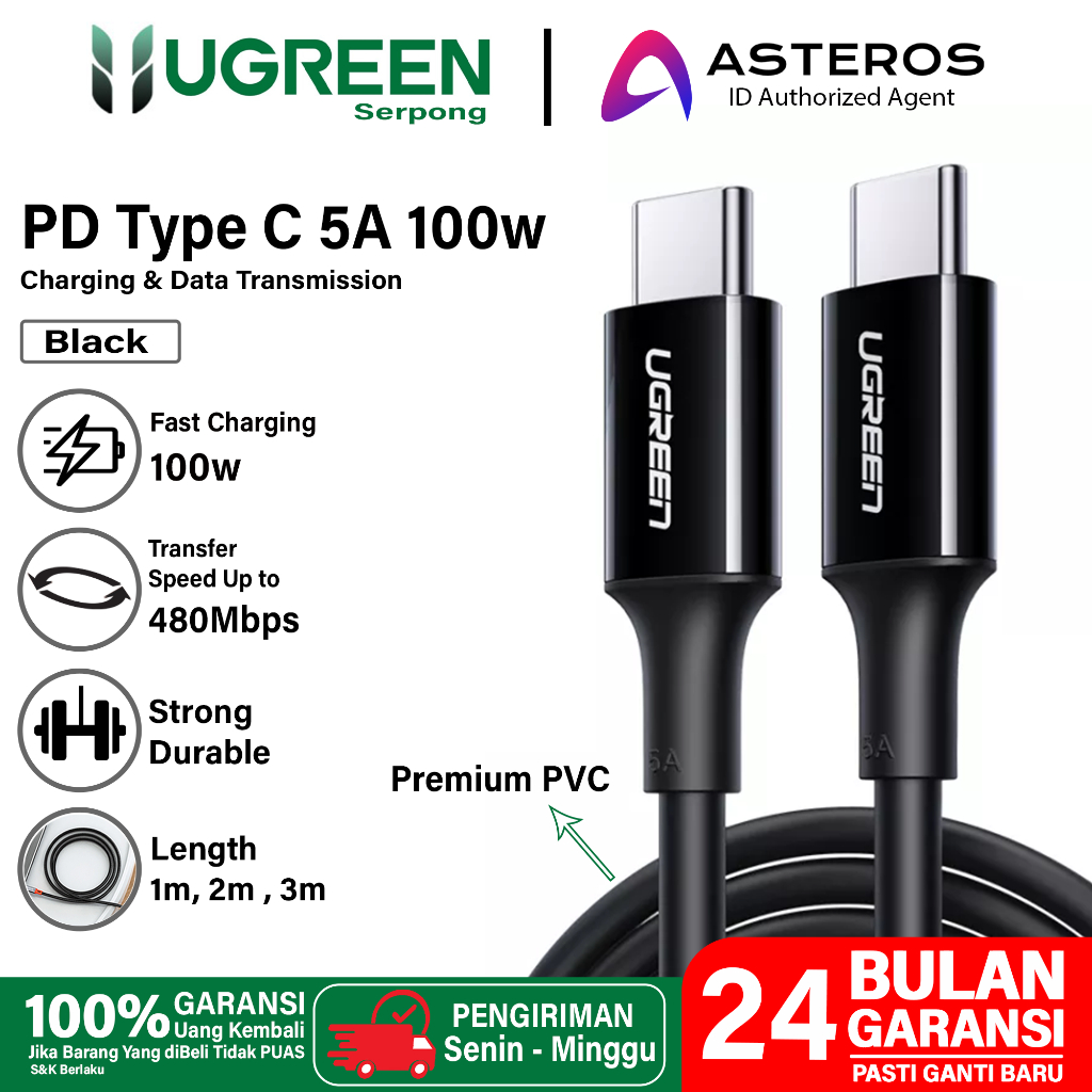 Jual UGREEN Kabel Data USB Type C To Type C PD FAST Charging Max 100W