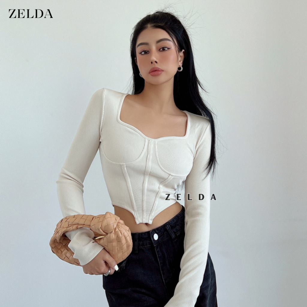 Jual Zelda Tara Crop Top Long Sleeve Crop Top Lengan Panjang CTLS 013