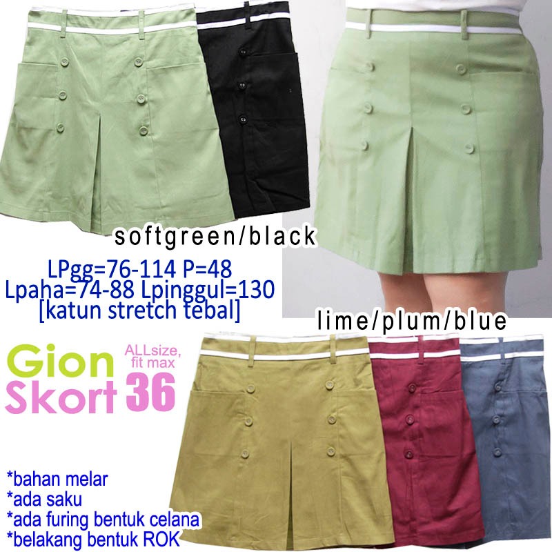 Jual ROK CELANA BIG SIZE GION ELIZE SKORT JUMBO LINO XXXL SZ 36