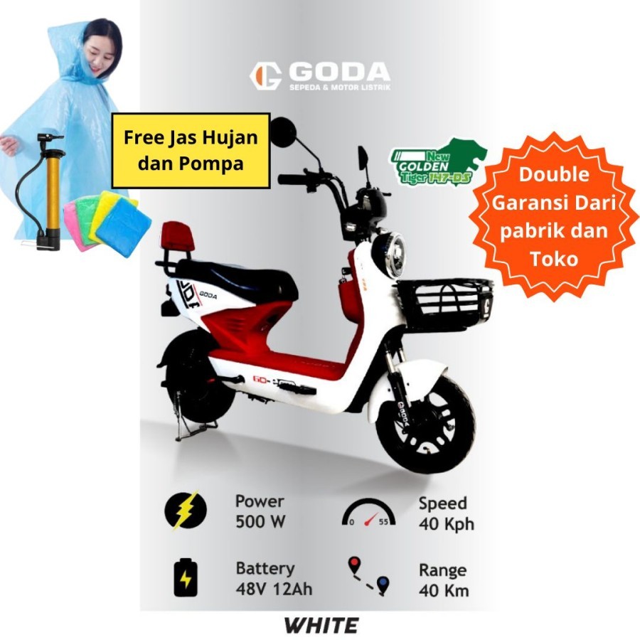 Jual Sepeda Listrik Goda D Golden Tiger Moped Electric Bike Garansi