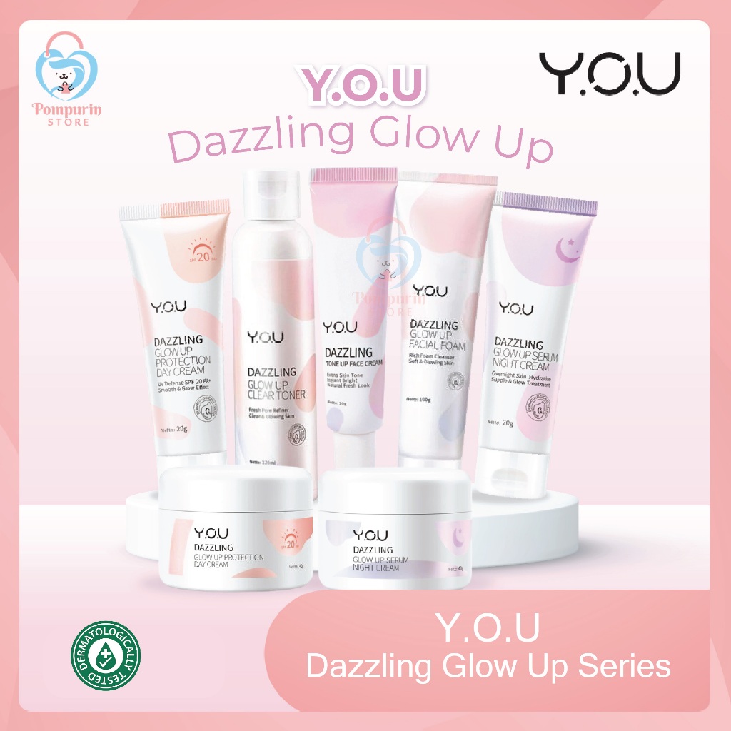 Jual YOU Dazzling Glow Up Series Day Night Cream Toner Facial Foam