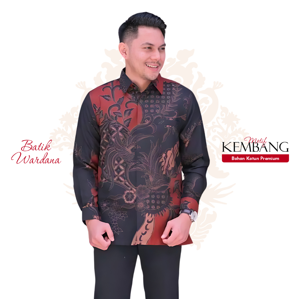 Jual Kemeja Baju Batik Pria Cowok Lengan Panjang Jumbo Kasual Premium