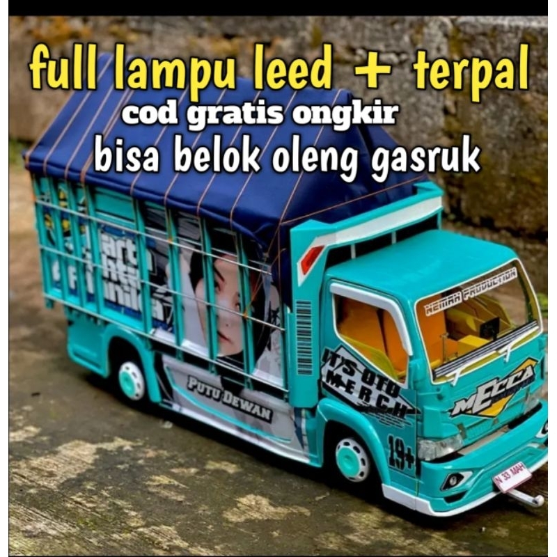 Jual Miniatur Truk Trek Oleng Kayu Asli Full Lampu Led Bos Cilik Wahyu