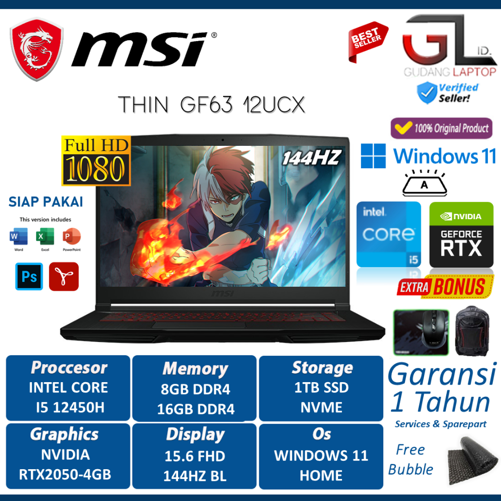 Jual Promo Gaming Murah Msi Gf Thin Ucx Intel I H Gb Tb