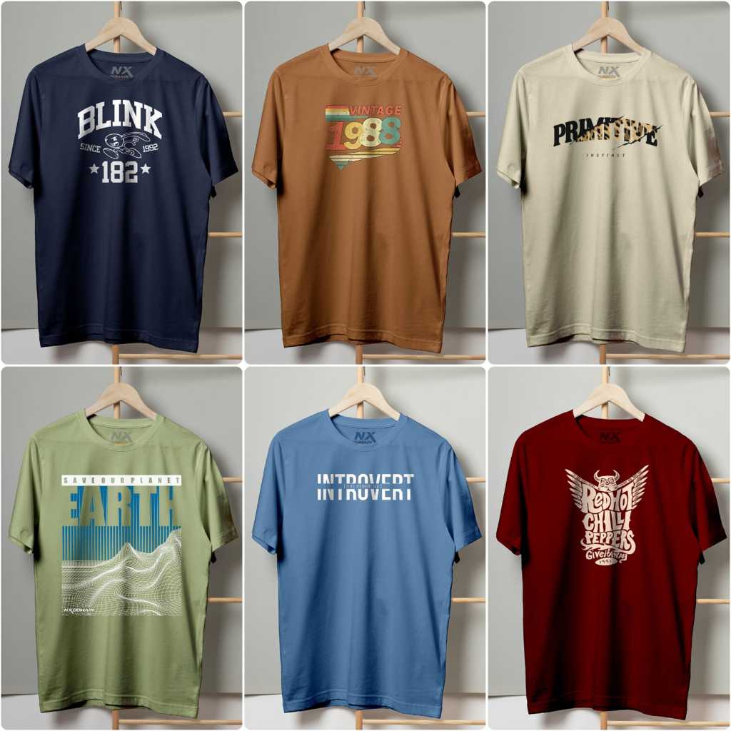 Jual Paket Isi Pcs Baju Kaos Distro Pria Bahan Semi Katun Size L