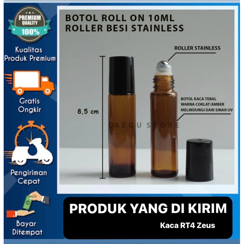 Jual Botol Parfum Roll On 10ml OkesRoller Besi Kaca Coklat Amber