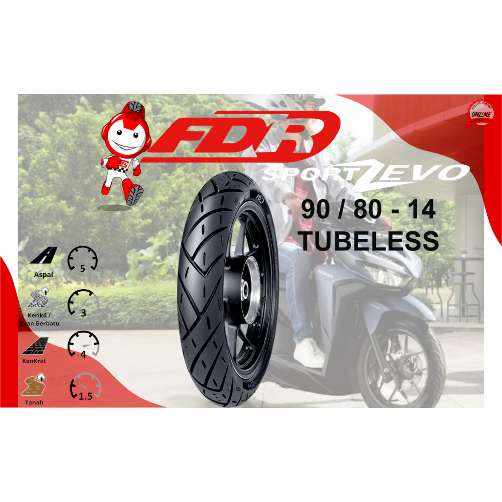 Jual Ban FDR 90 80 14 Sport Zevo Tubeles Ban Matic Ban Tubeless