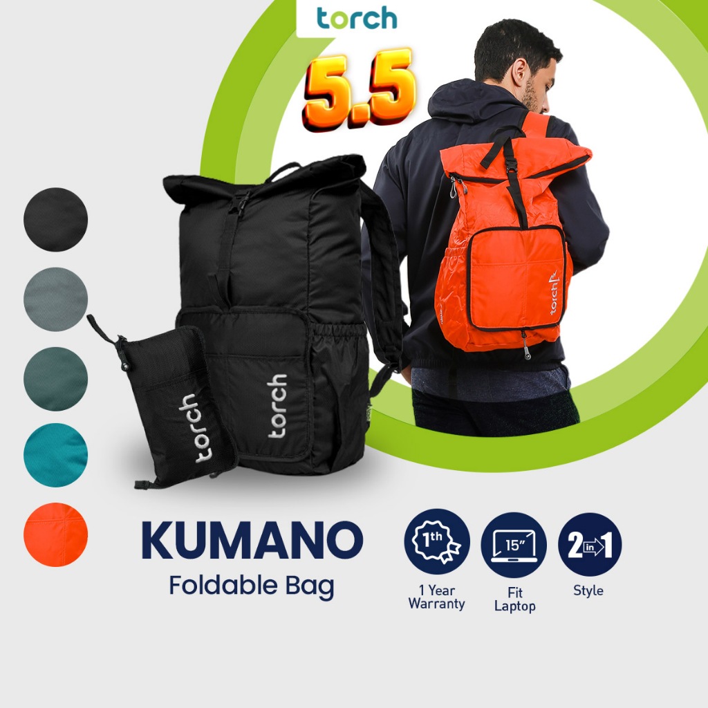 Jual Torch Kumano Tas Ransel Lipat Punggung Sekolah Pria Wanita Tahan