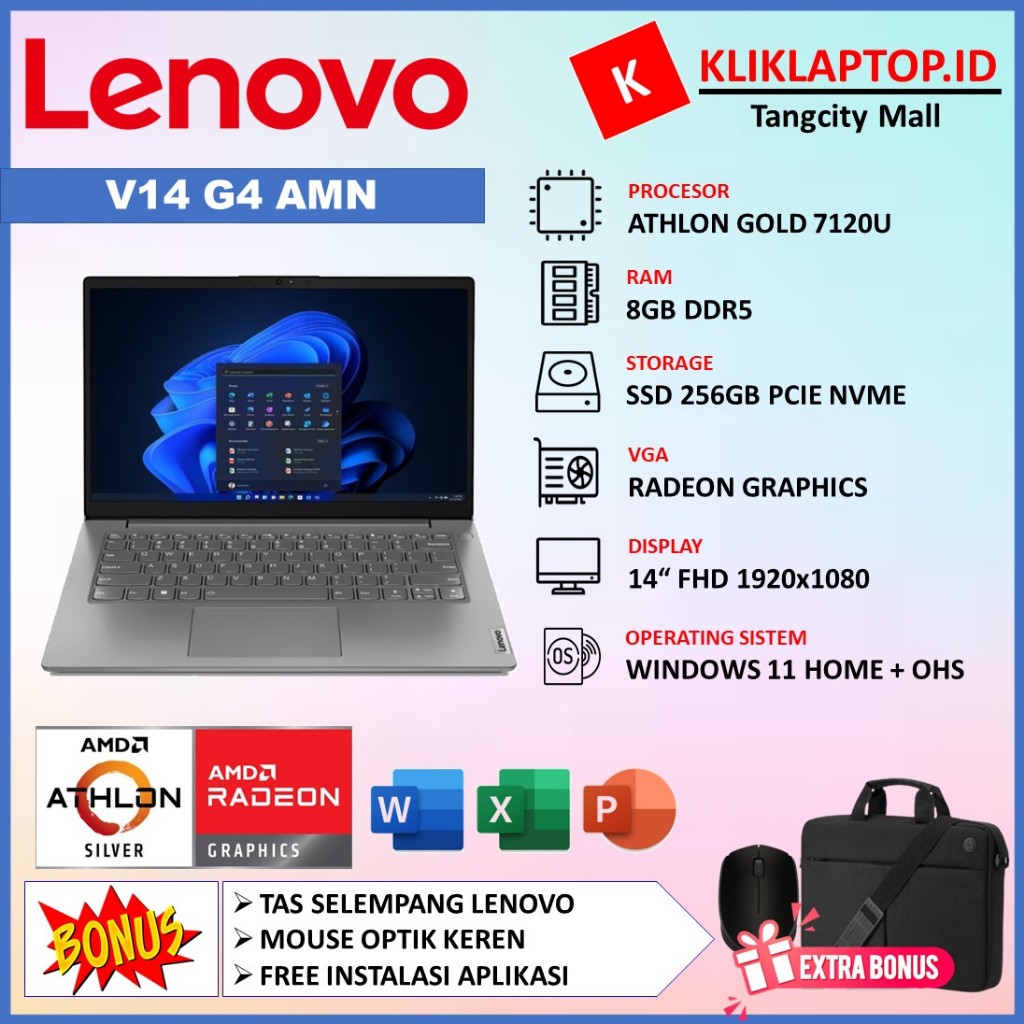 Jual New Laptop Lenovo V G Amn Amd Athlon Silver U Gb Gb