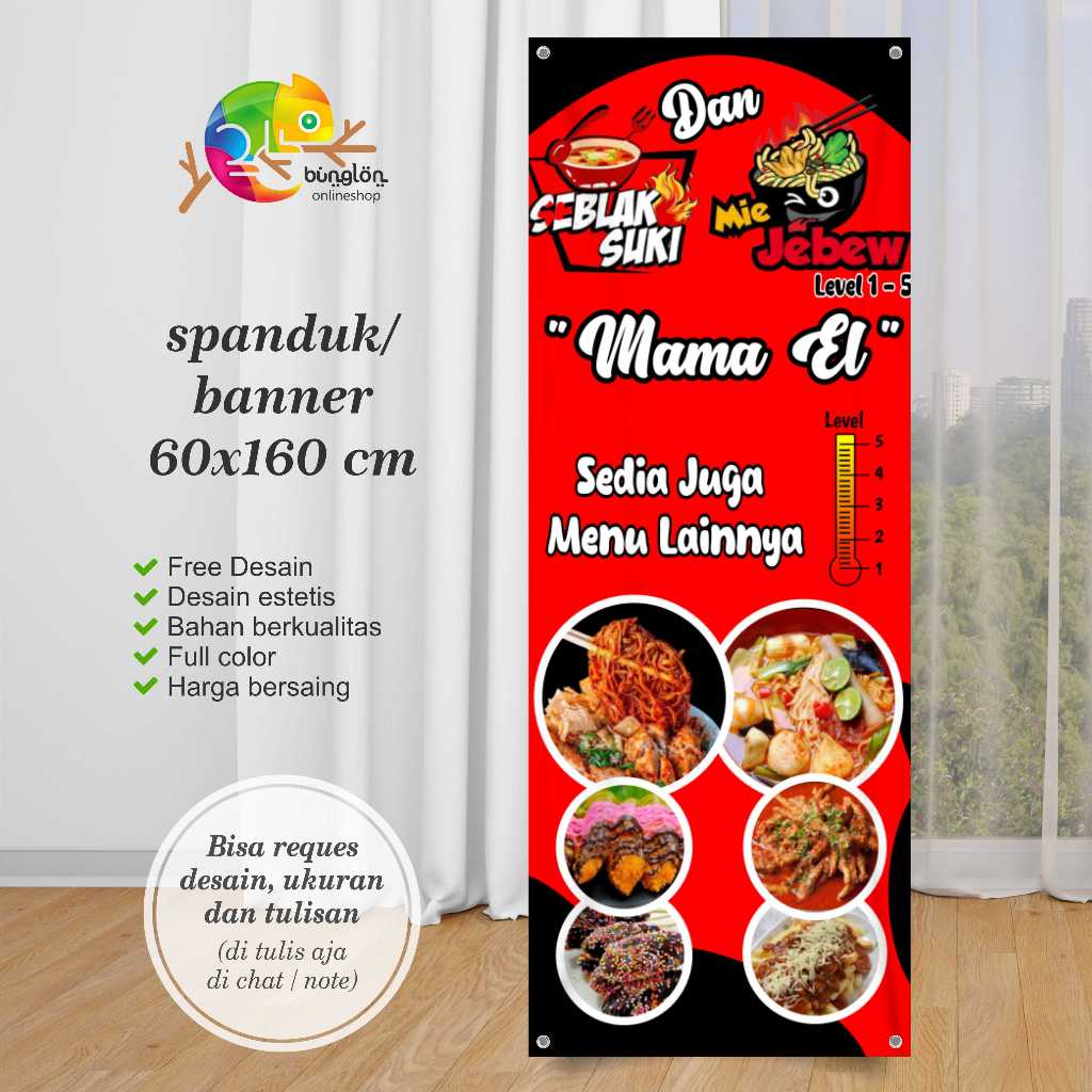 Jual Spanduk Banner Seblak Suki Mie Jebew Custom Desain Shopee Indonesia