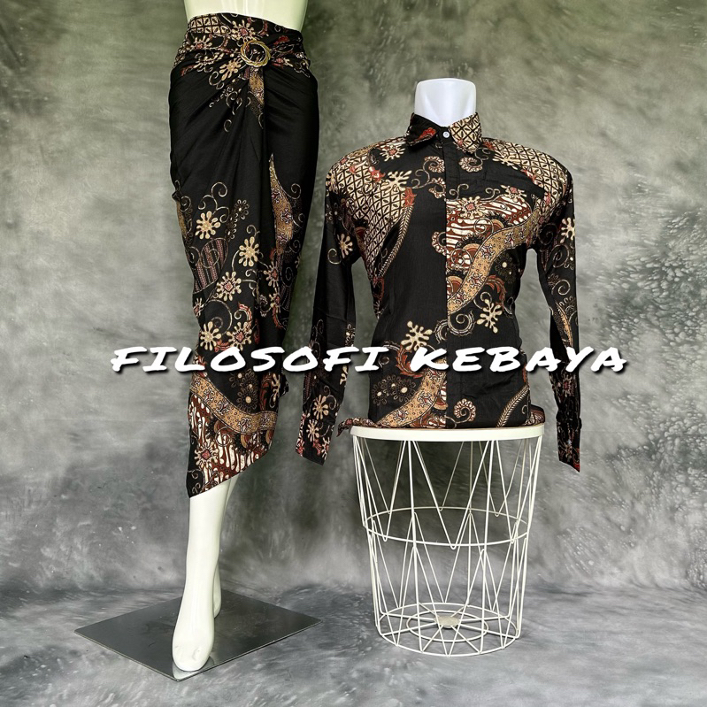 Jual FILOSOFI KEBAYA KEMEJA BATIK COUPLE PASANGAN ROK LILIT BATIK