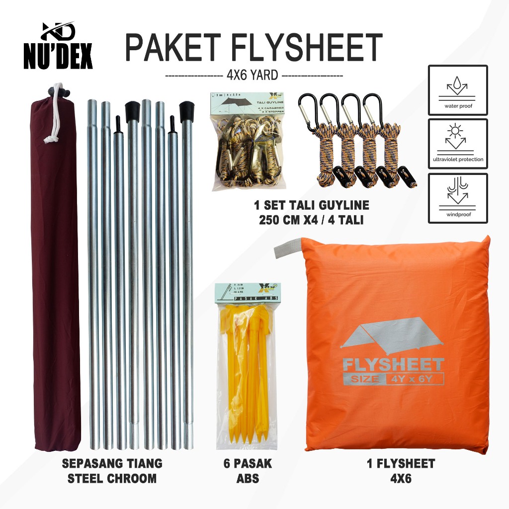 Jual Paketan Flysheet X Incude Tiang Pasak Tali Paket Lengkap