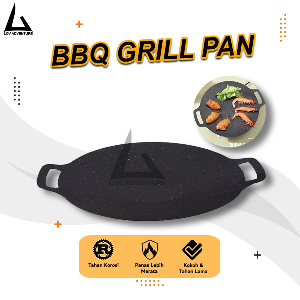 Jual Wajan Grill Anti Lengket Bbq Grill Pan Wajan Datar Konduksi