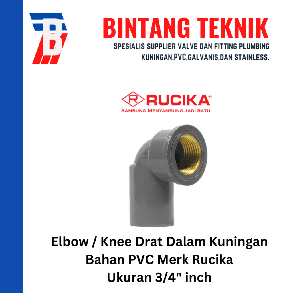 Jual Elbow Knee Drat Dalam Kuningan Pvc Rucika Inch Shopee