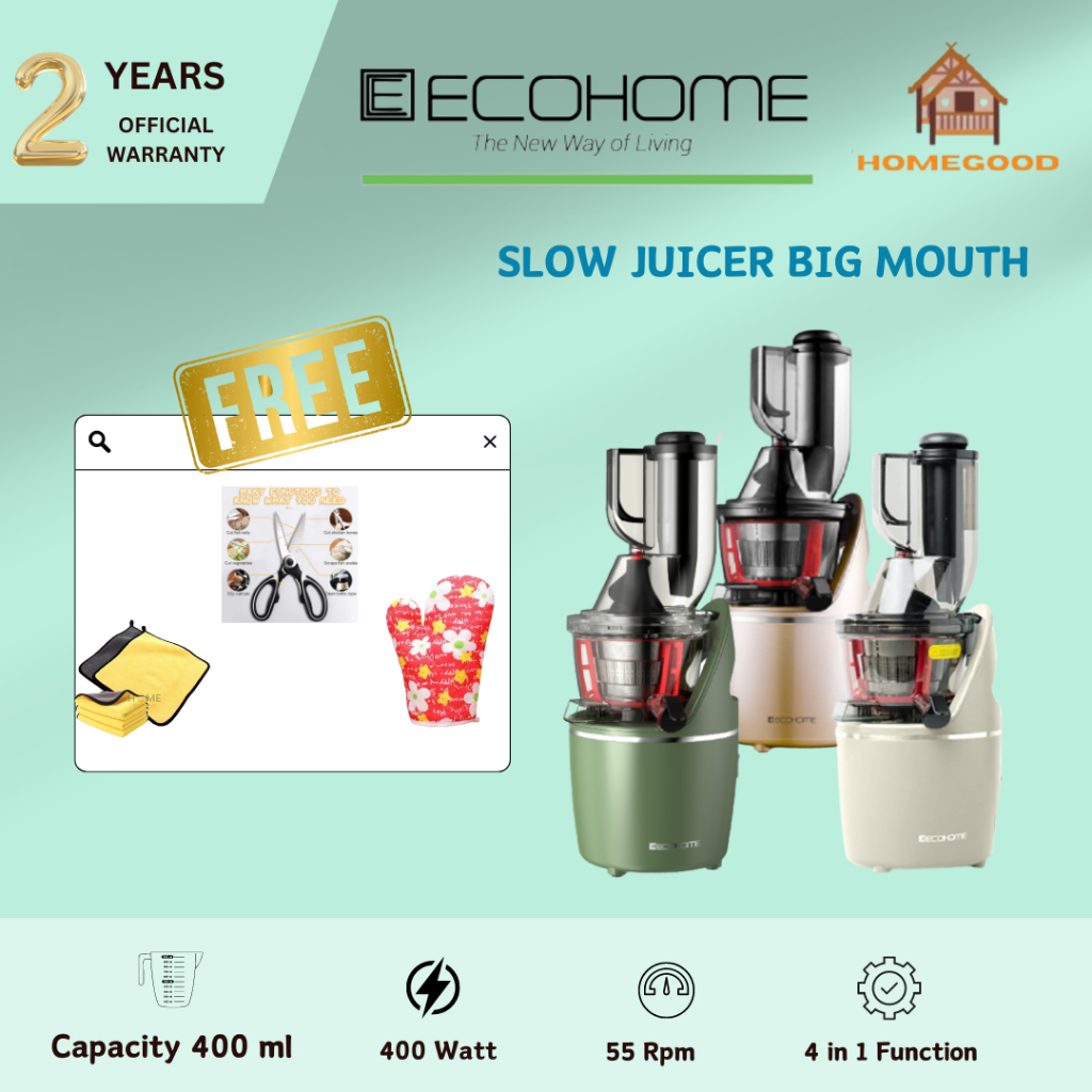 Jual Slow Juicer ECOHOME Juicer Buah Blender Buah Watt Rendah 150 Watt