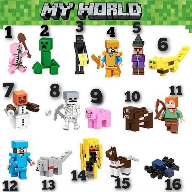 Jual Mainan Bricks My World Minecraft Figure Alex Steve Zombie