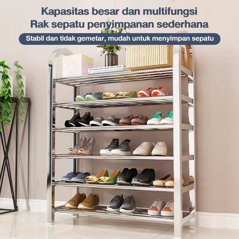 Jual Rak Sepatu Stainless Steel Tingkat Rak Sepatu Kokoh Tempat