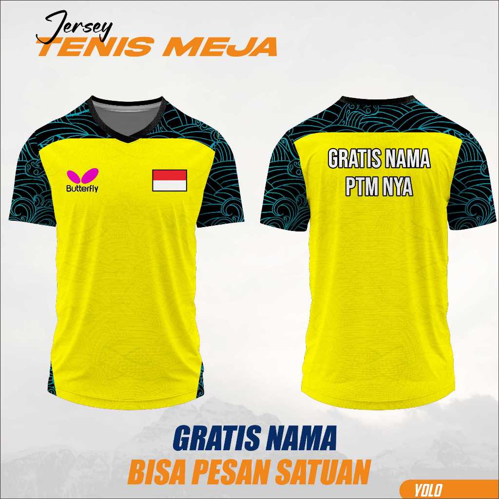 Jual Jersey Tenis Meja Pingpong Gratis Nama Team Ptm Logo Dan