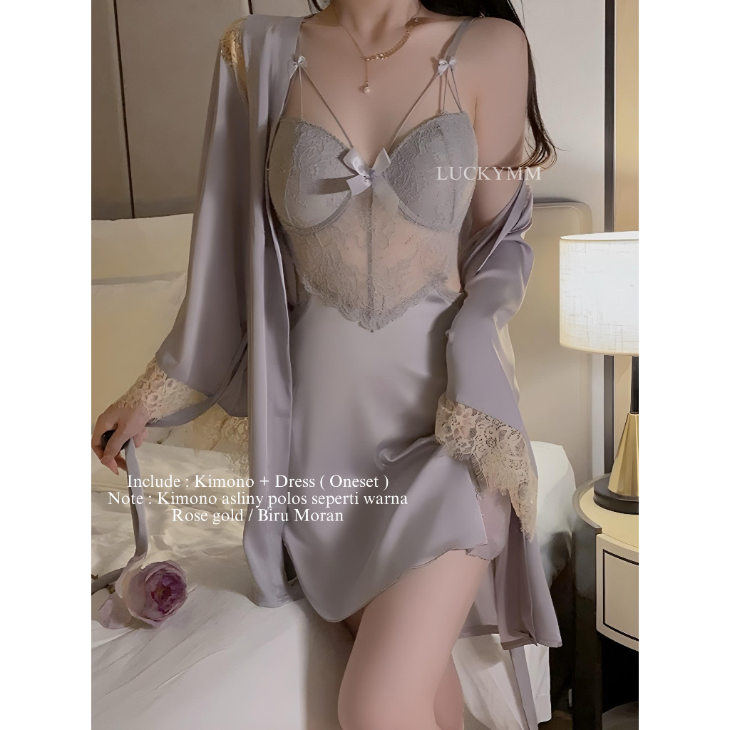 Jual Luckymm Baju Tidur Sexy Lingerie Kimono In Bahan Satin Silk