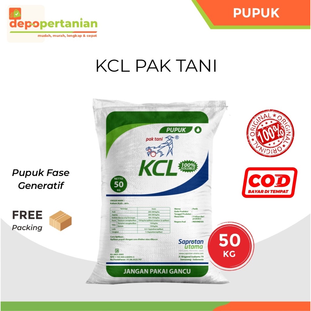 Jual Pupuk KCL 50 Kg Pak Tani Pupuk Kalium Untuk Fase Generatif Tanaman