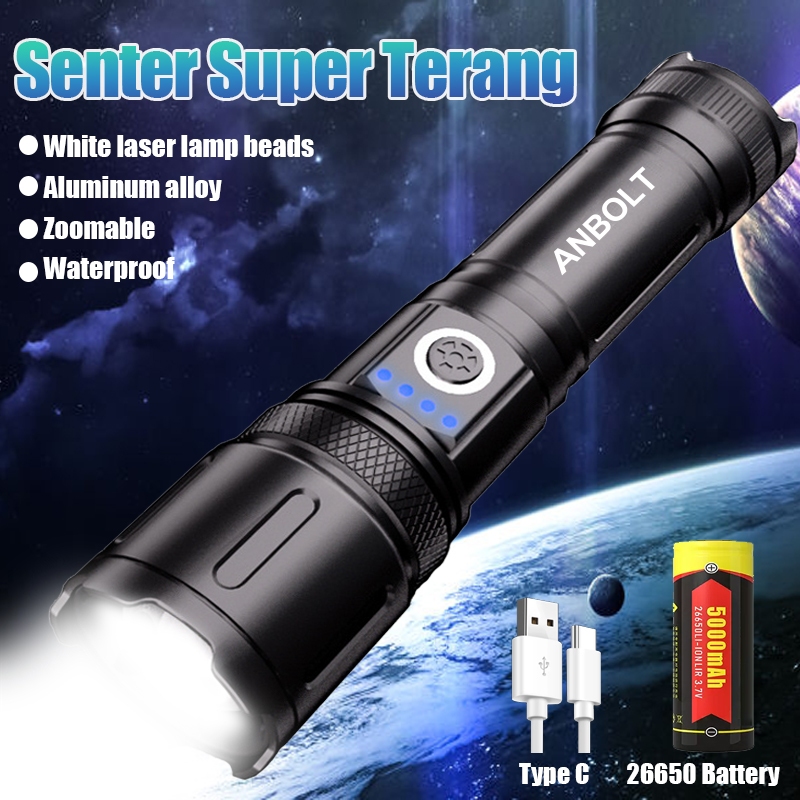 Jual Ready stock𝑨𝑵𝑩𝑶𝑳𝑻 Lampu Senter Kecil LED Super Terang Jarak Jauh