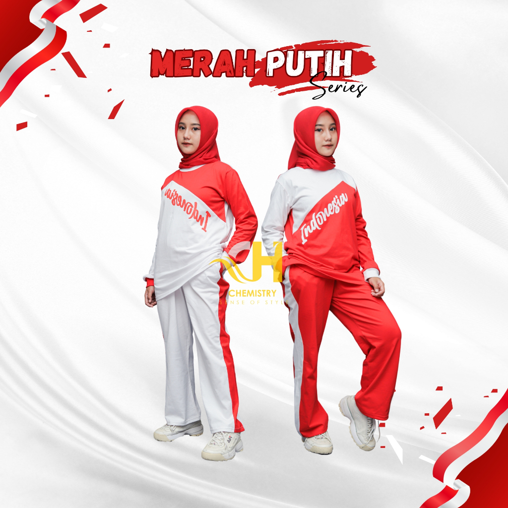 Jual Setelan Baju Olahraga Senam Wanita ONE SET SPORT MERAH PUTIH