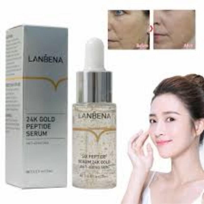 Jual Lanbena 24K Gold Six Peptides Serum Emas Anti Aging Wrinkle Lift