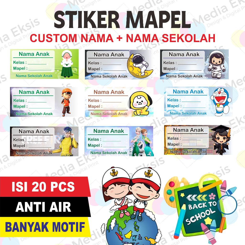 Jual Stiker Mapel Label Buku Pelajaran Sekolah Stiker Mata