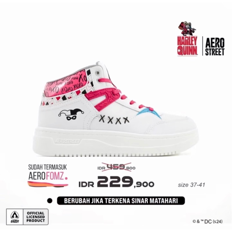 Jual Aerostreet X Harley Quinn Putih Putih Abu Muda Sepatu