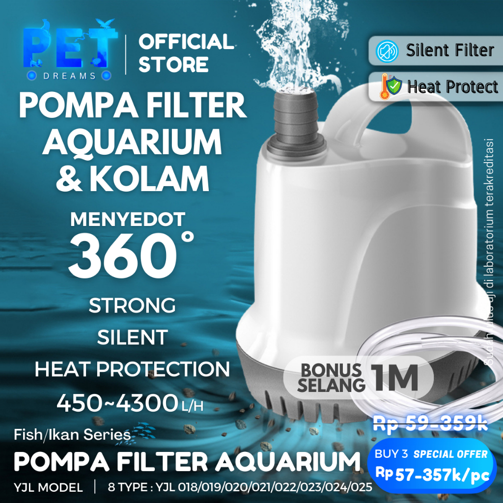 Jual Mesin Pompa Air Filter Celup Aquarium Kolam Submersible Low Watt