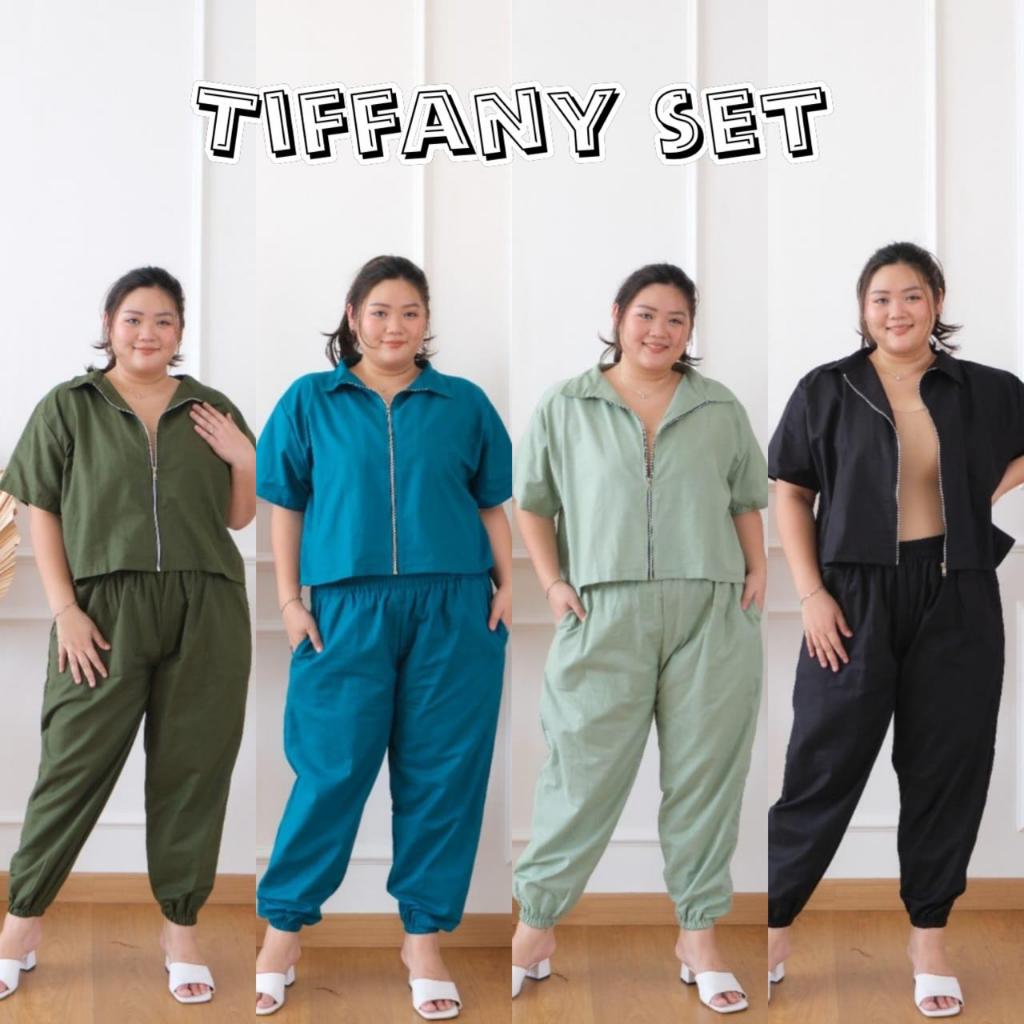 Jual Tiffany Setelan Wanita Top Blouse Pant Bigsize Material Linen