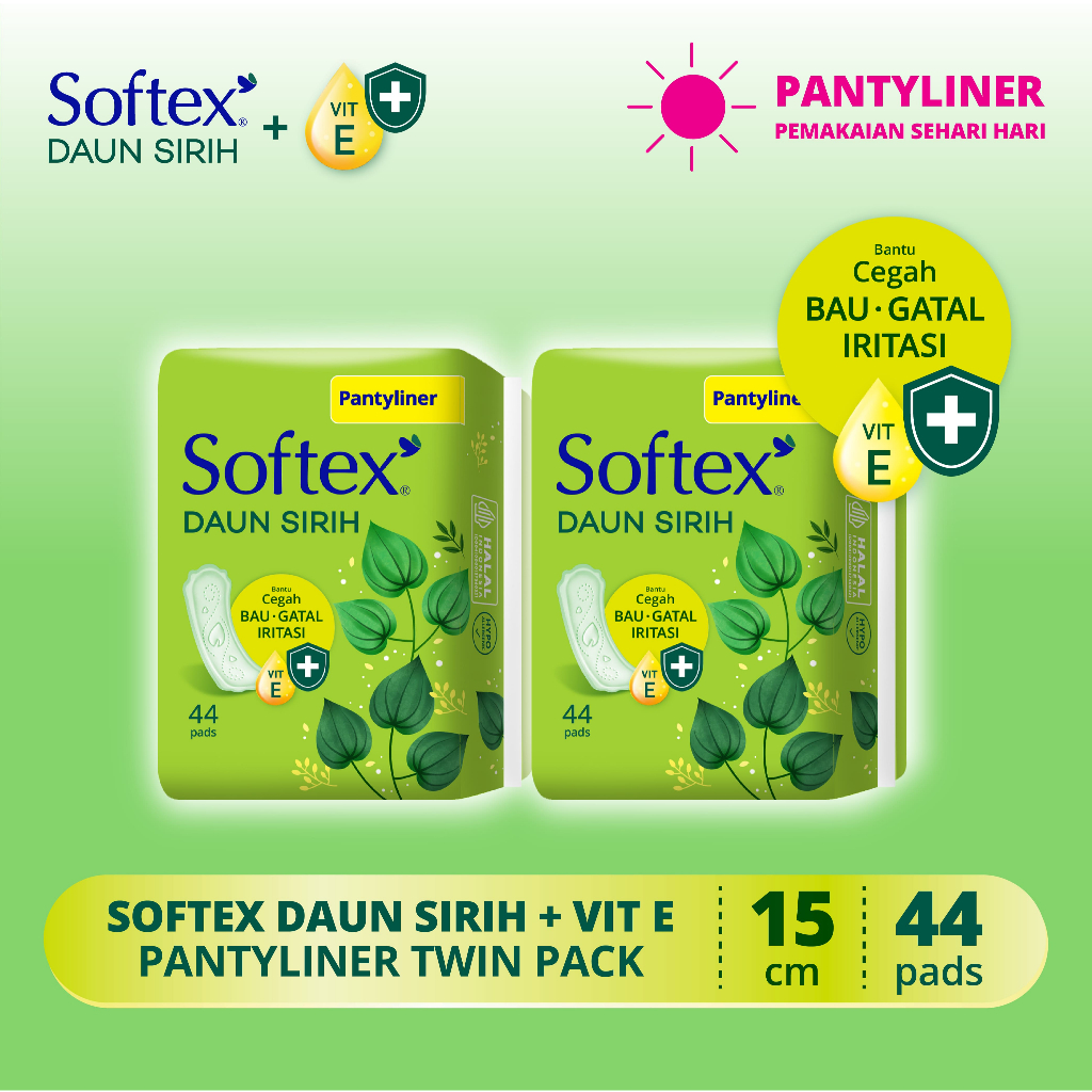 Jual Pantyliner Softex Daun Sirih Vitamin E 44s X 2 Pack Pantyliner