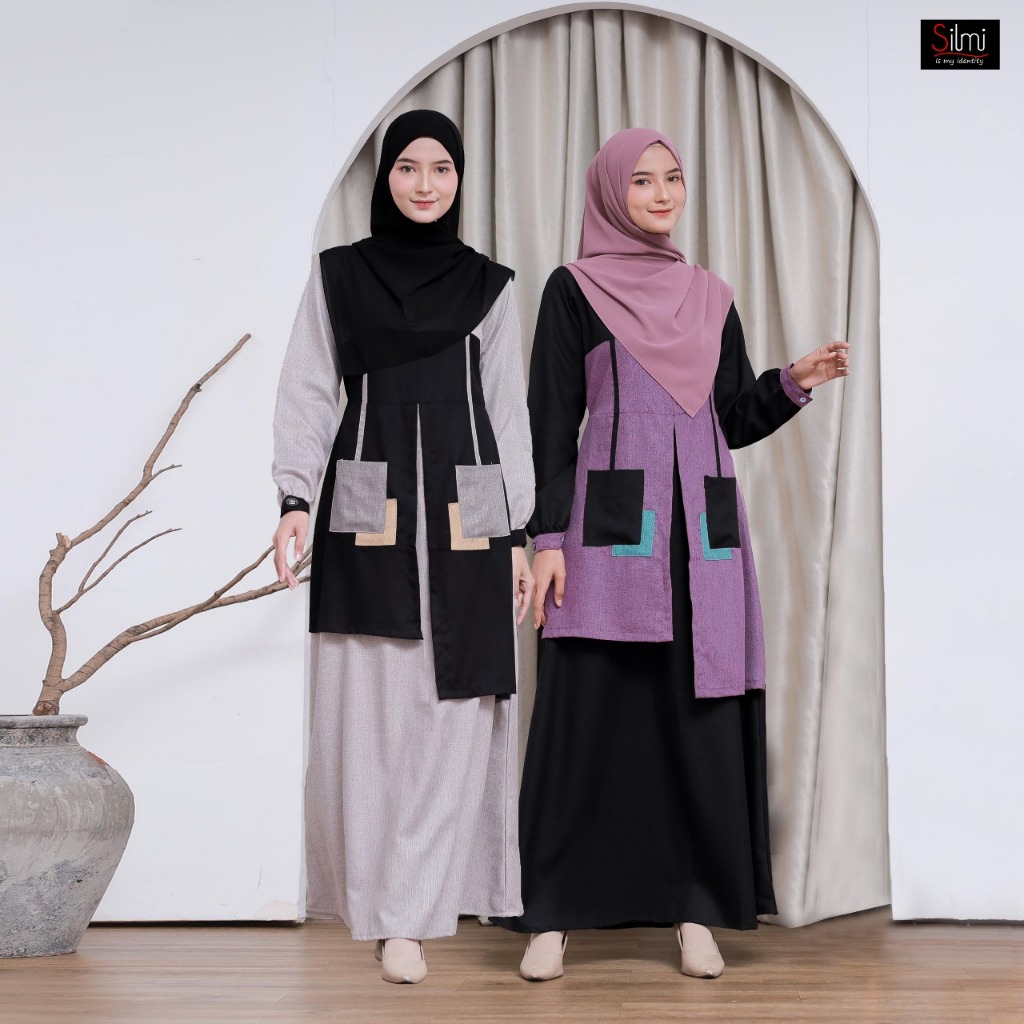 Jual Silmi Gamis Elegant Kekinian Simple Remaja Lucu Korean Dress