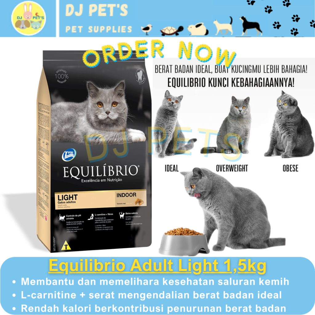 Jual Equilibrio Adult Light Indoor 1 5kg Makanan Kucing Premium Rendah