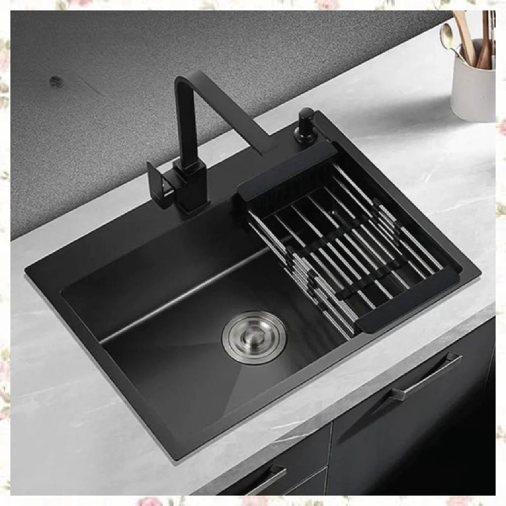 Jual PAKET BAK CUCI PIRING WASTAFEL HITAM KITCHEN SINK BLACK 5243 5040