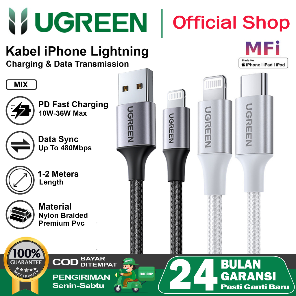 Jual Ugreen Kabel Data Iphone Mfi Usb Lightning Dan Type C To Lightning