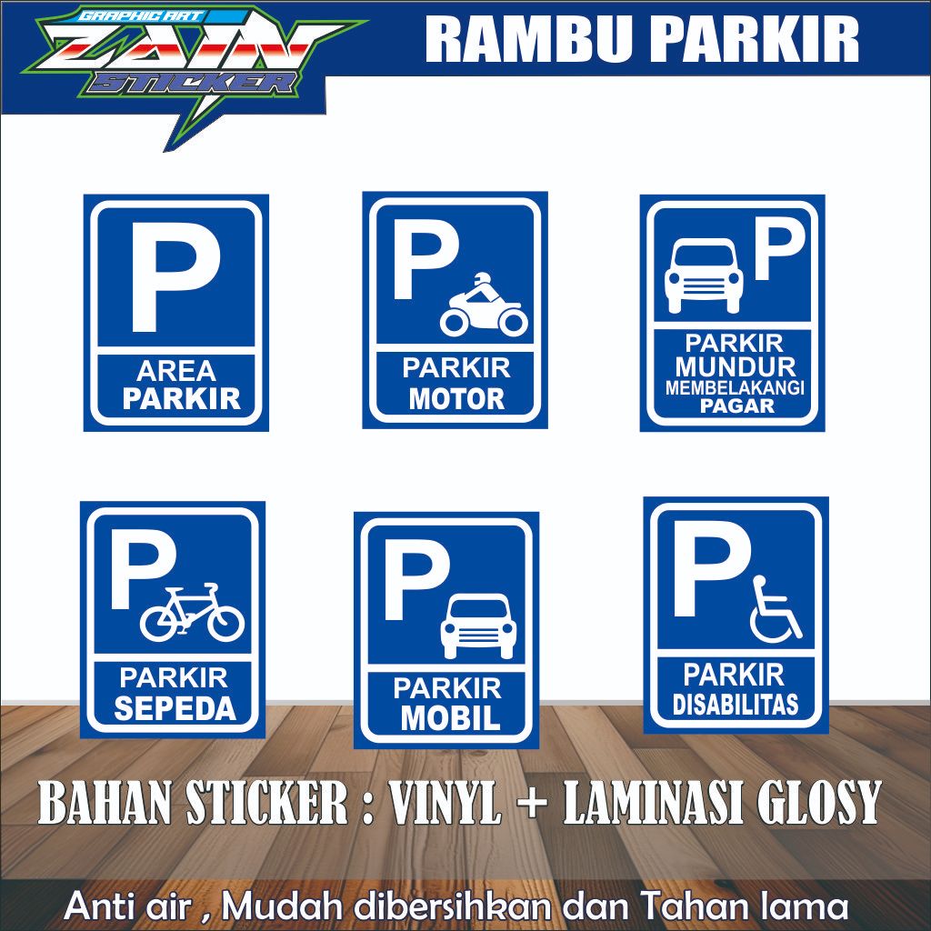 Jual Sticker Stiker Sign Rambu Parkir Mobil Motor Sepeda