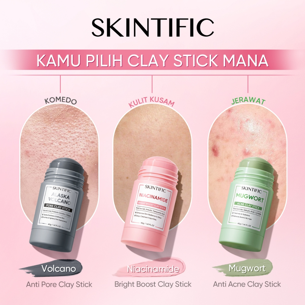 Jual Skintific Niacinamide Bright Clay Mask Stick Kit Masker Wajah