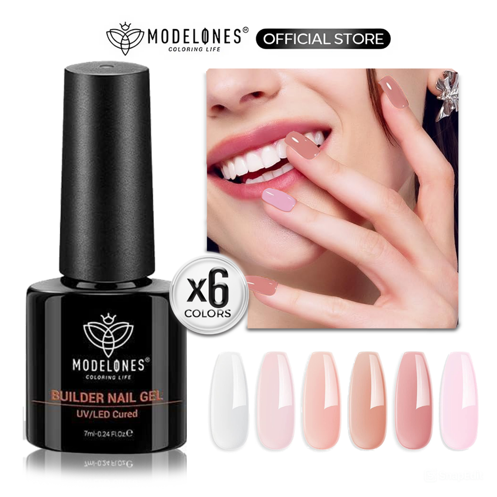 Jual MODELONES Builder Gel Nail Polish Set Base Colors Jelly Nude Pink
