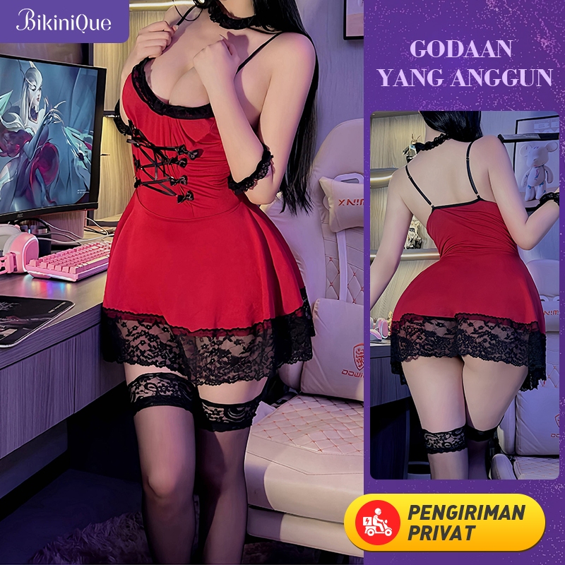 Jual BikiniQue Lingerie Sexy Maid Cosplay Baju Tidur Seksi Wanita
