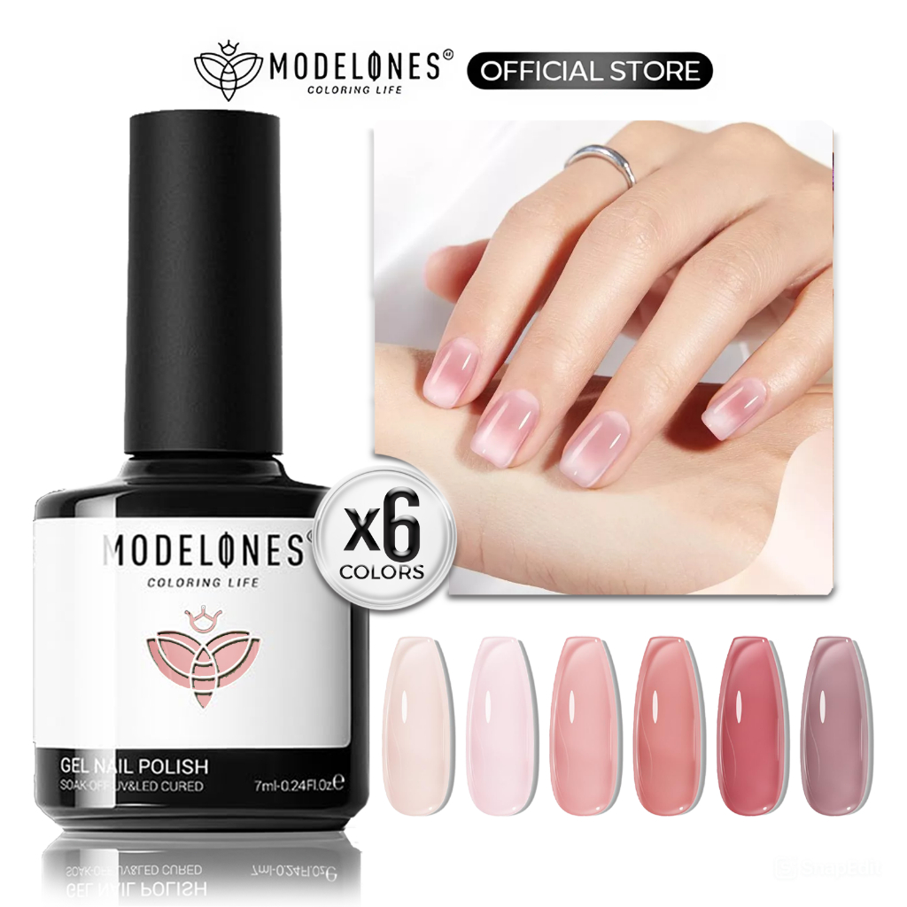 Jual MODELONES Jelly Gel Nail Polish 6 Colors Nude Gel Polish Milky