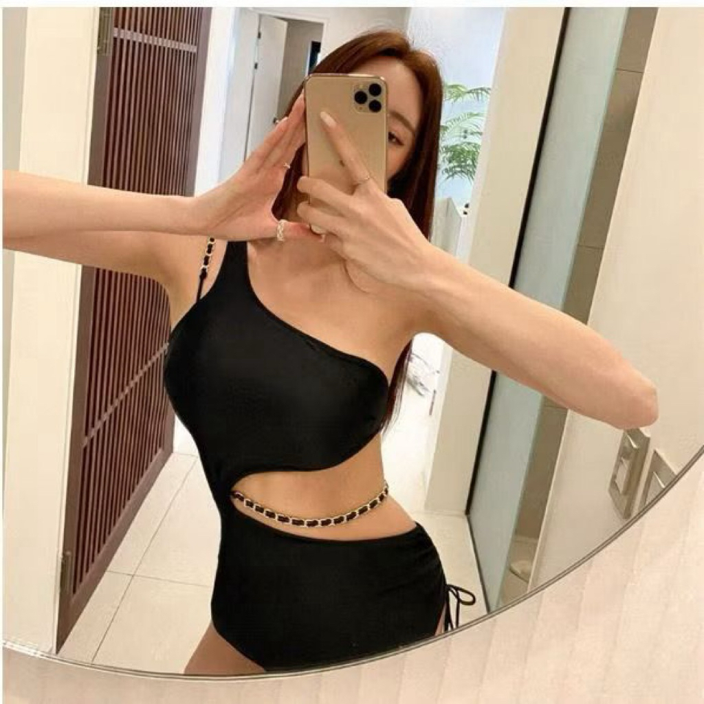 Jual Bikini Holic Bikini One Shoulder Chain Cut Out Swimsuit